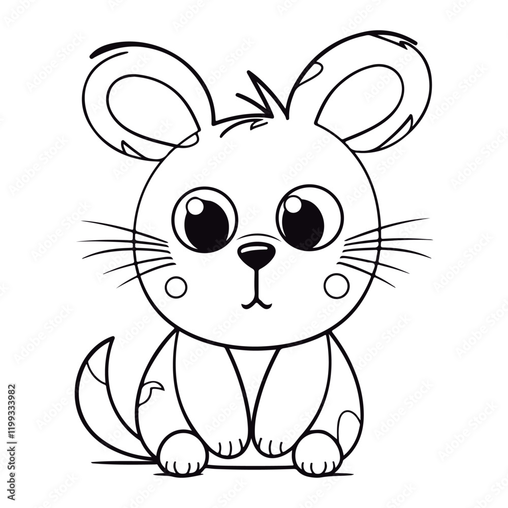 Cute cartoon baby Degu kawai Black and white vector illustration for coloring book. Cute cartoon baby Degu kawai Black and white vector illustration for coloring book.