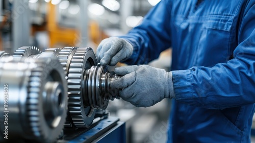 Aircraft engine repair by technician in industrial workshop precision mechanics technical expertise