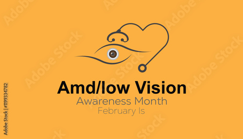 February is Amd Low Vision Awareness Month. Vector template Design for banner, greeting card, poster, prints, social media post ,flyer , T shirt with background.