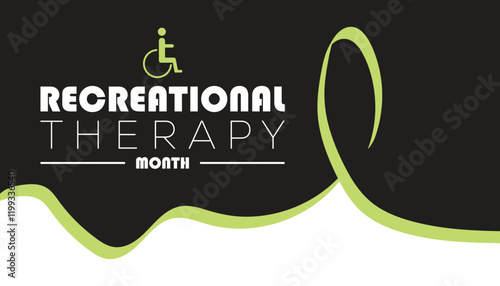 February is Recreational Therapy Month. Vector template Design for banner, greeting card, poster, prints, social media post ,flyer , T shirt with background.
