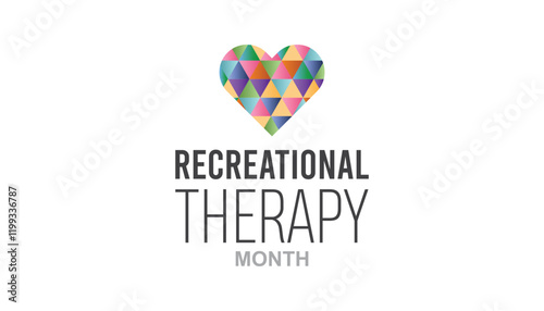 February is Recreational Therapy Month. Vector template Design for banner, greeting card, poster, prints, social media post ,flyer , T shirt with background.