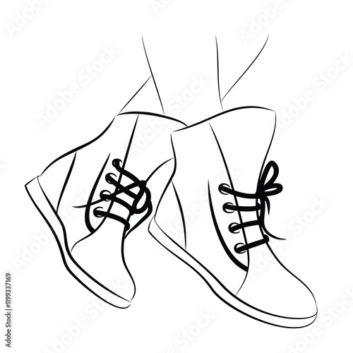 A sketch of a pair of women's sports shoes.
