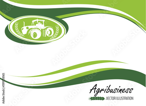 Tractor in the field, agricultural banner template