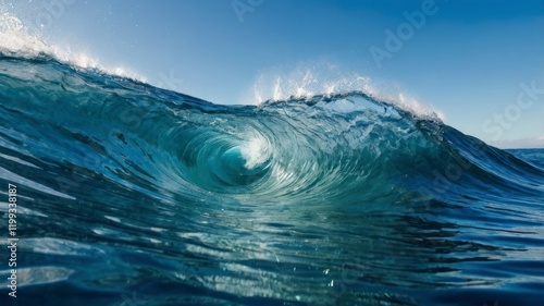 Beautiful Light Blue Summer Waves with clean blue sky