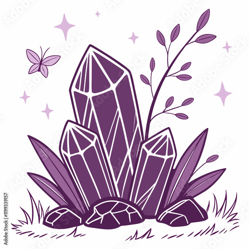 amethyst crystal cluster glowing 