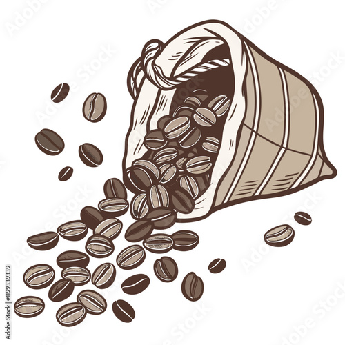 bag of coffee beans spilling over