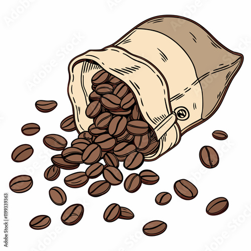 bag of coffee beans spilling over