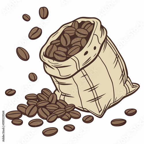 bag of coffee beans spilling over