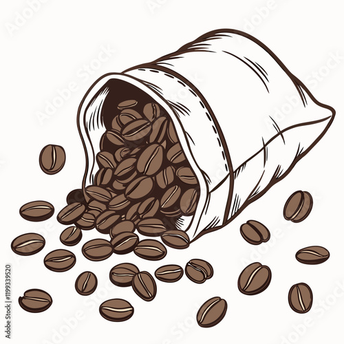 bag of coffee beans spilling over