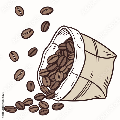 bag of coffee beans spilling over