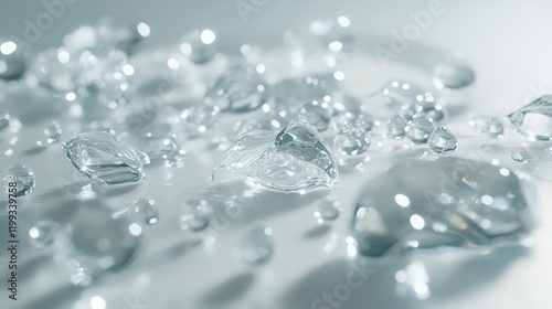 Wallpaper Mural Close up view of several water droplets or ice fragments scattered across a surface Torontodigital.ca