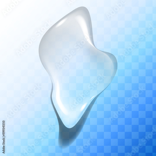 Water drop on a colored background with a transparent effect, creating the effect of liquid or soap bubble. Visual effect; tear, drop, mucus, runny nose, bubble. Beauty and health product concept