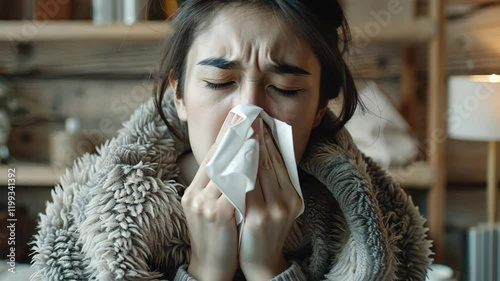 sick woman with flu