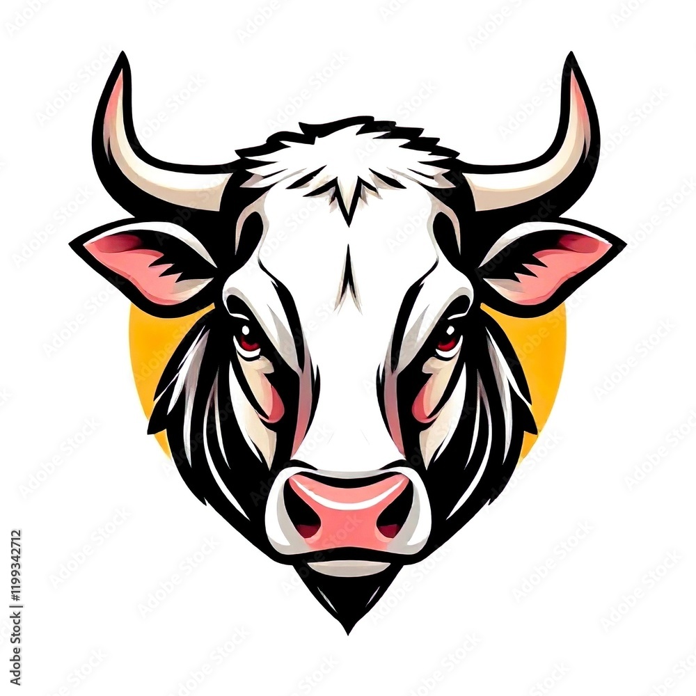 Head cow as a logo gaming gamer team e sport , isolated on background Head cow as a logo gaming gamer team e sport , isolated on background