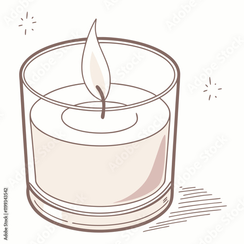 candle in a glass holder with a soft glow