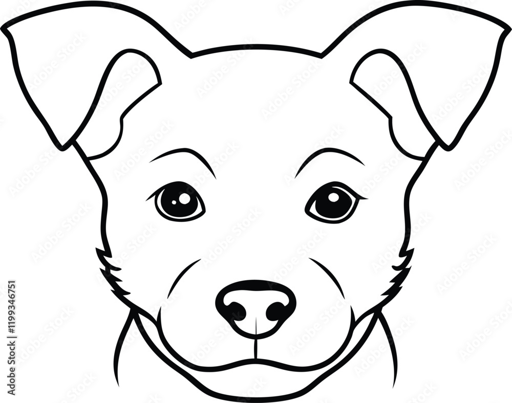 Fototapeta premium Cute animal puppy head line art vector artwork illustration
