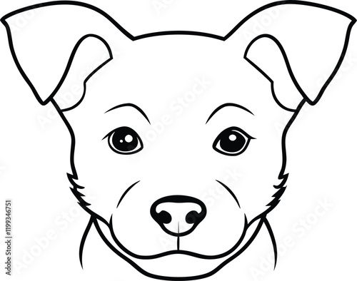 Cute animal puppy head line art vector artwork illustration  photo