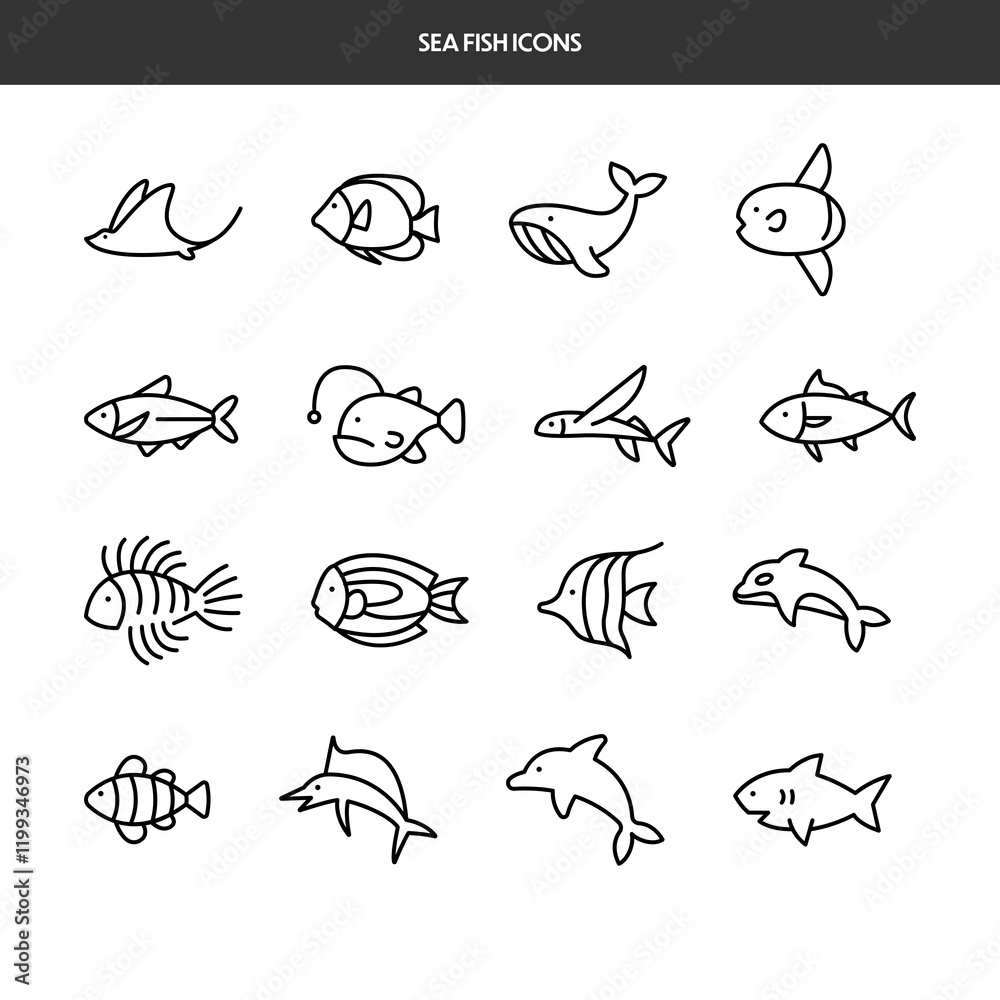 Obraz premium Sea Fish Icons
