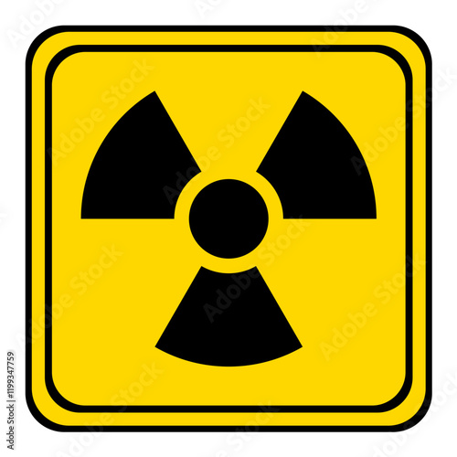 radioactive sign on yellow square board. 