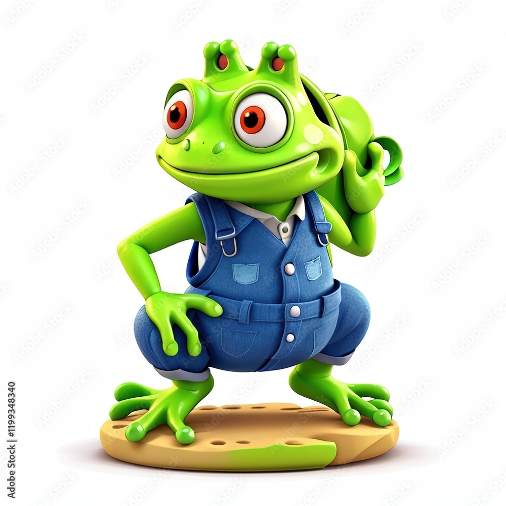 Fototapeta premium illustration of a cartoon frog isolated on white background
