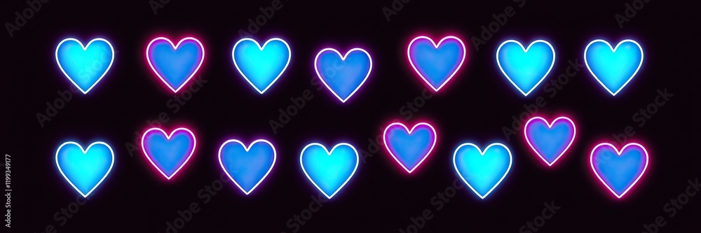 A vibrant collection of heart stickers featuring clean white outlines and bright colors, perfect for Valentine's Day. Ideal for decorating cards, gifts, and crafts