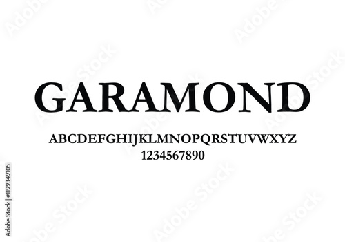 Garamoni font for logo and headline. Isolated vector typeset