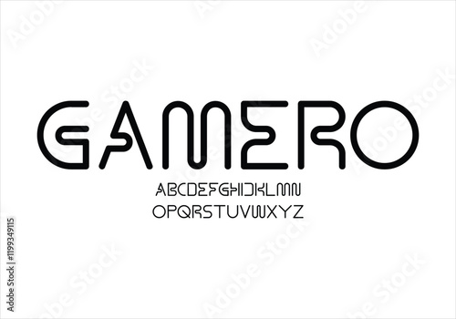 Gamero font for logo and headline. Isolated vector typeset