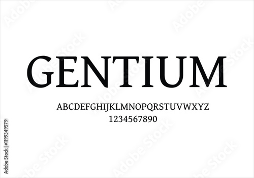 Gentium font for logo and headline. Isolated vector typeset