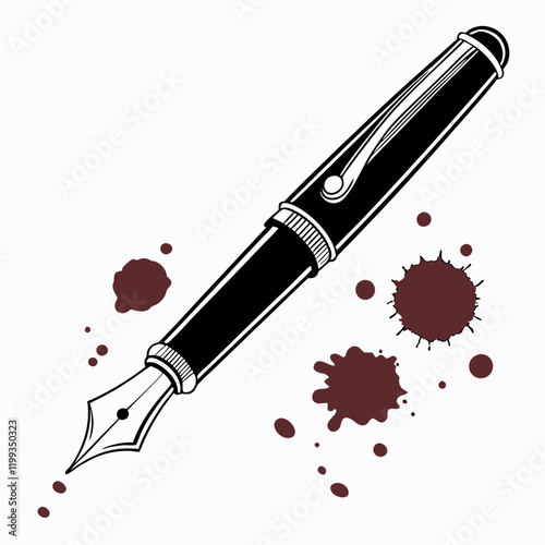 fountain pen with ink splatters