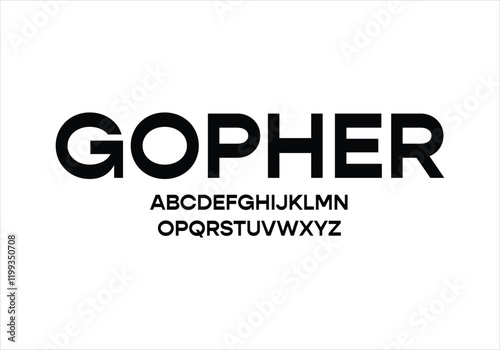 Gophar font for logo and headline. Isolated vector typeset