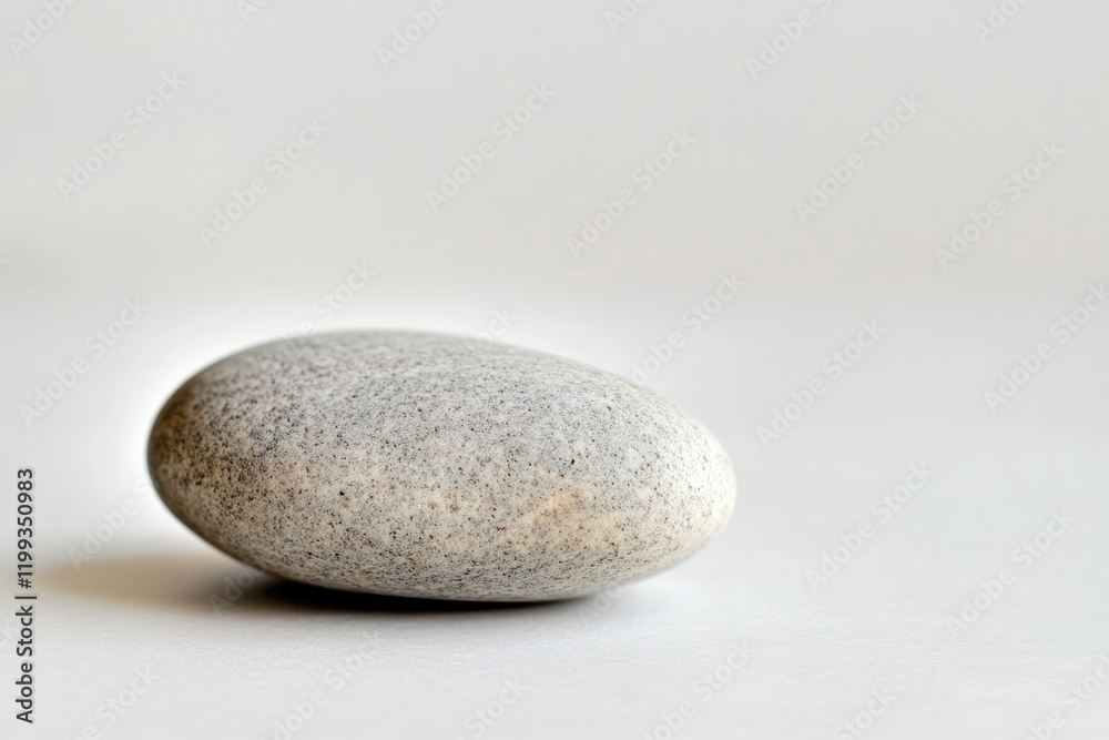 Smooth stone resting on soft surface, showcasing natural texture Smooth stone resting on soft surface, showcasing natural texture