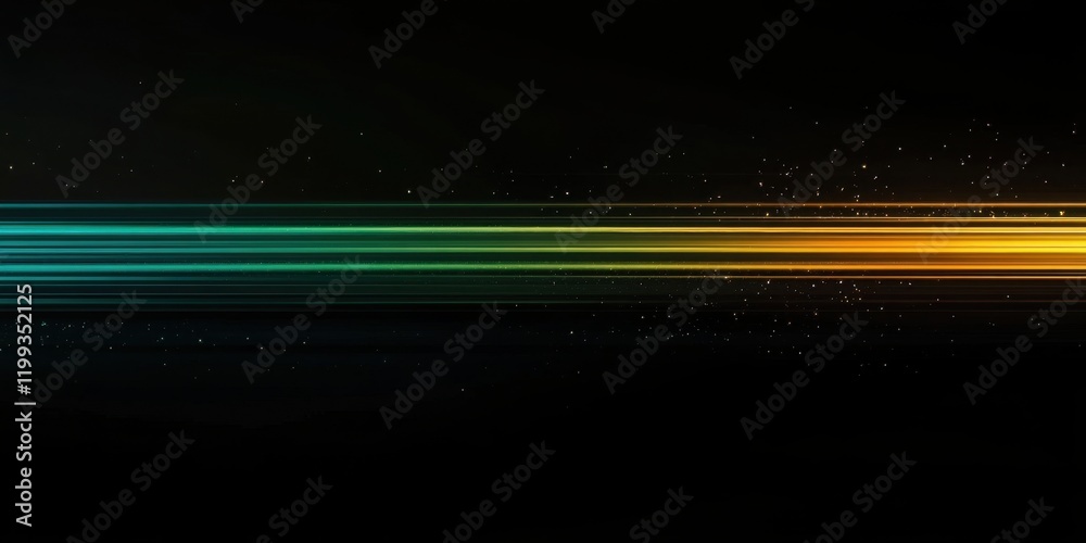 Obraz premium Vibrant multicolor light streaks on black background with glowing particles
