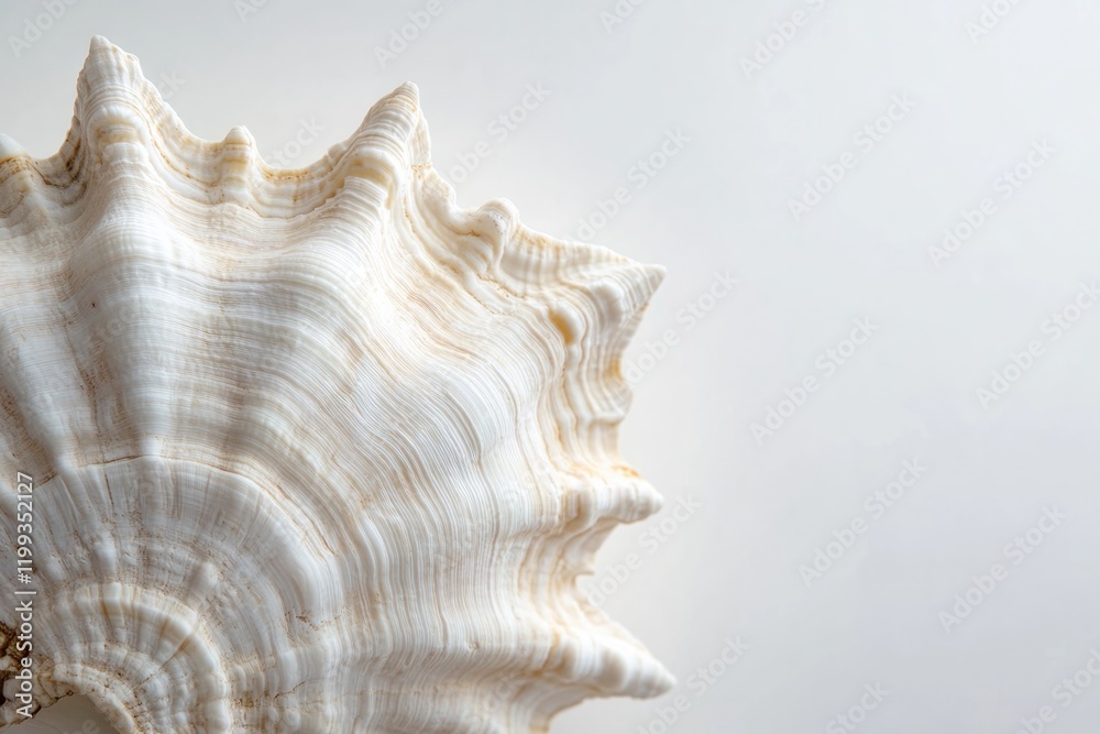 Elegant shell showcases intricate patterns and textures against Elegant shell showcases intricate patterns and textures against