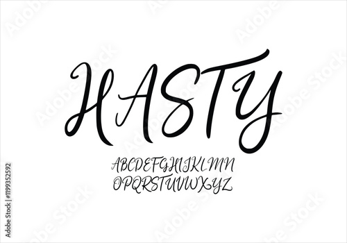 Hasty font for logo and headline. Isolated vector typeset