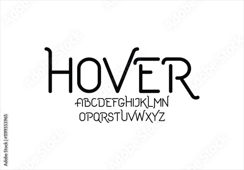 Hover font for logo and headline. Isolated vector typeset