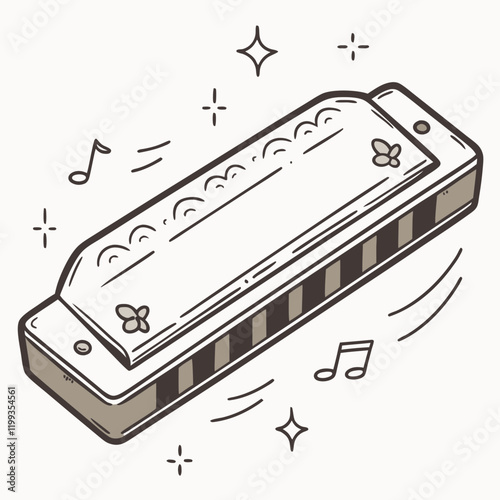 harmonica with faded engravings