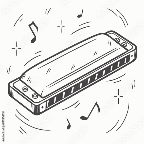 harmonica with faded engravings