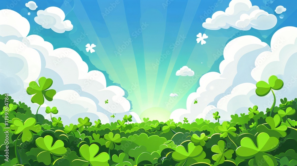 Whimsical St. Patrick's Day White Cloud Cartoon Vector Illustration Whimsical St. Patrick's Day White Cloud Cartoon Vector Illustration