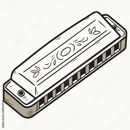 harmonica with faded engravings