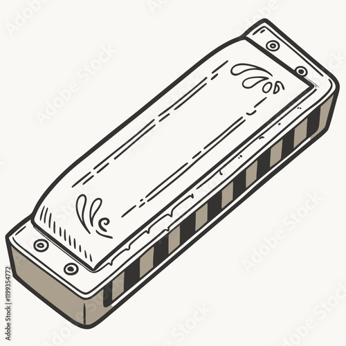 harmonica with faded engravings