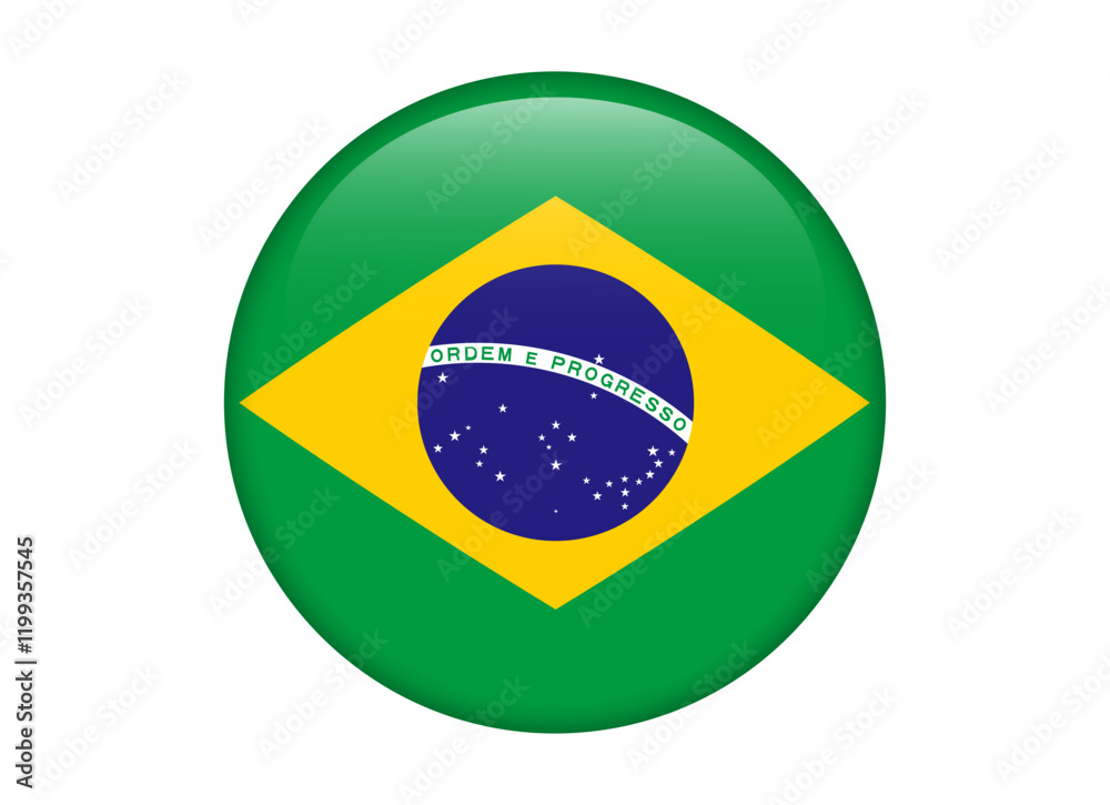 Obraz premium Brazil Flag icon, Round flag icon design, vector illustration isolated on white background