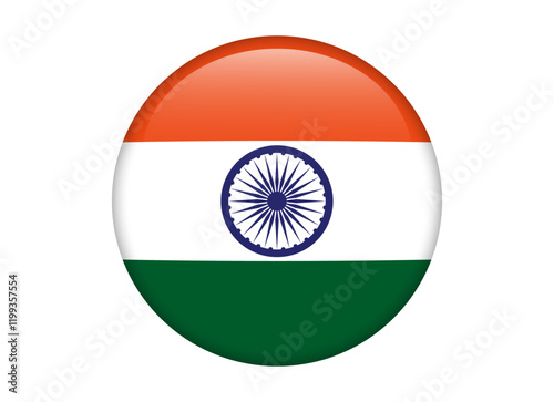 India Flag icon, Round flag icon design, vector illustration isolated on white background