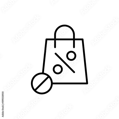 Shopping tax evasion outline icons, minimalist vector illustration ,simple transparent graphic element .Isolated on white background