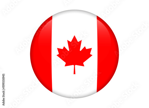 Canada Flag icon, Round flag icon design, vector illustration isolated on white background