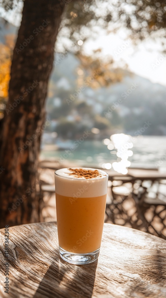 Refreshing cocktail on beachside table. Refreshing cocktail on beachside table.