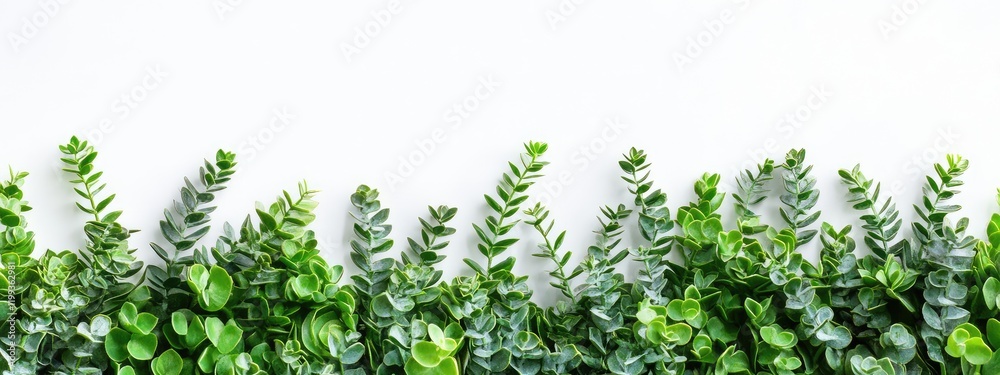 Green Donkey Tail Plant Leaves on White Background for Propagation Showcase with Empty Copy Space Ideal for Text or Graphics