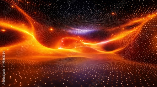 Quantum pipe surrounded by an aurora of light creating a mesmerizing visual in a dark void