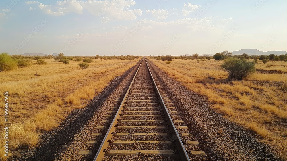 Abandoned railway line stretching into a vast afternoon landscape with clear sky. Abandoned railway line stretching into a vast afternoon landscape with clear sky.