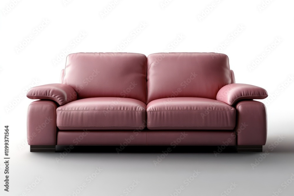 Fototapeta premium Elegant Pink Leather Sofa: Modern Comfort and Style