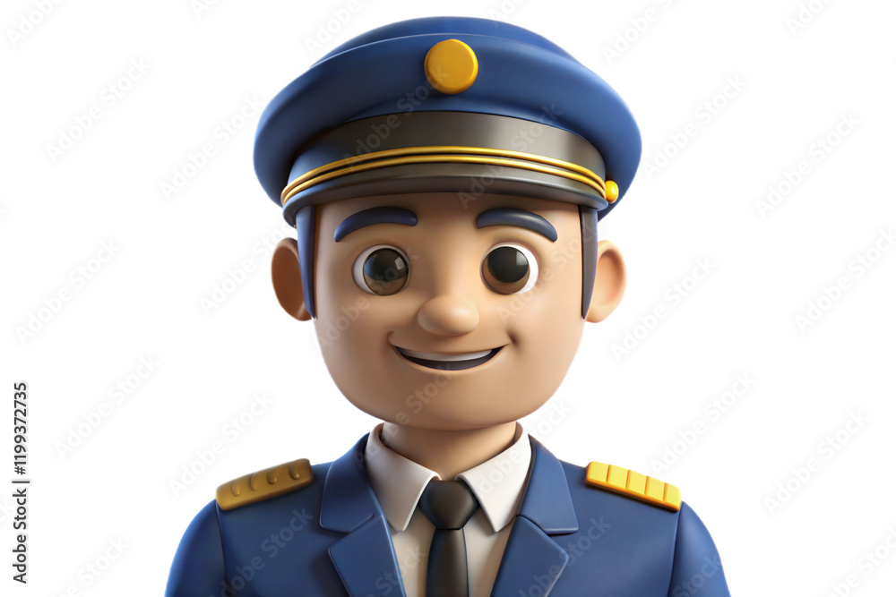 Smiling 3D Cartoon Captain Smiling 3D Cartoon Captain